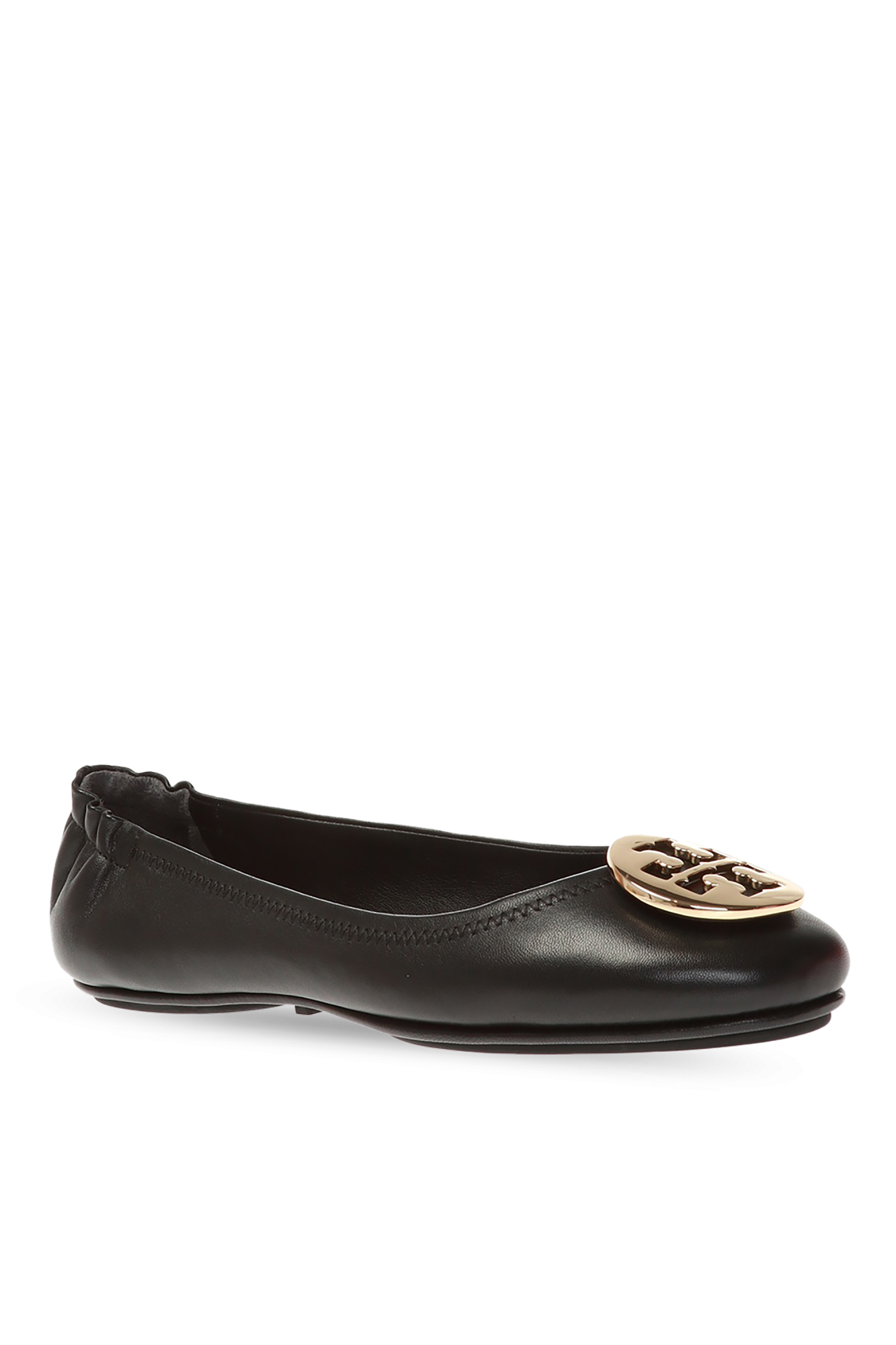 靴 Tory Burch leather ballet flats Tory Burch Britten Signature Logo Leather Elastic Flat